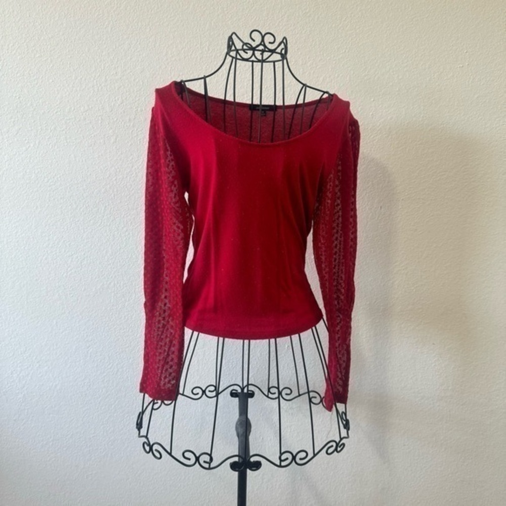 Long Sleeve Red Half Top
